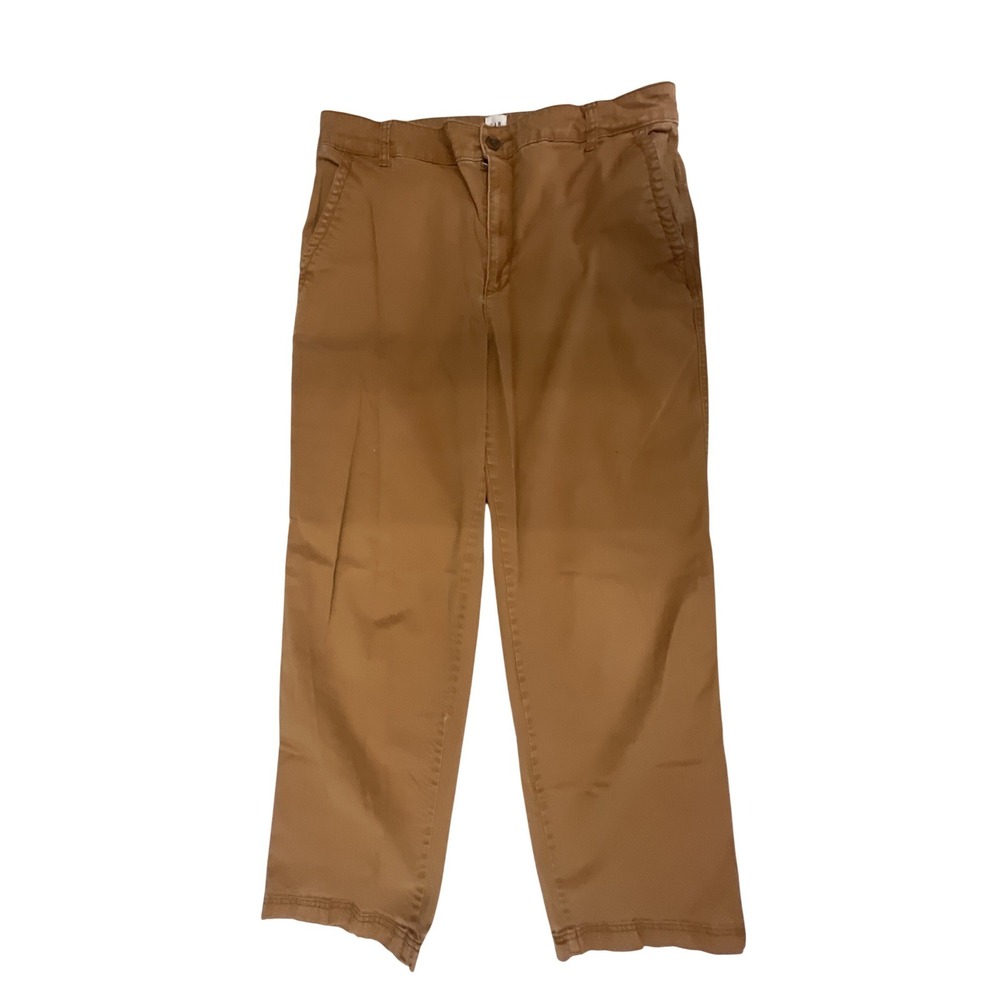 Gap Girlfriend Khaki Pants Womens 14 Tall Caramel Brown Relaxed‎ Straight Chinos